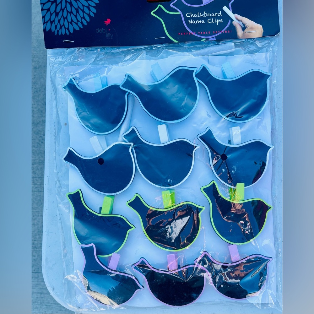 Bird Shaped chalkboard name clips Set